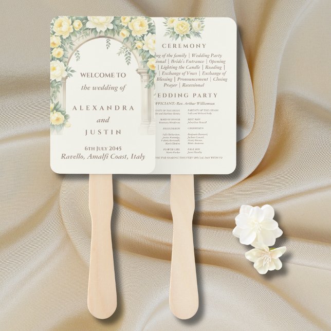 Leque Cream Yellow Floral Italiana Arch Wedment Program (Criador carregado)