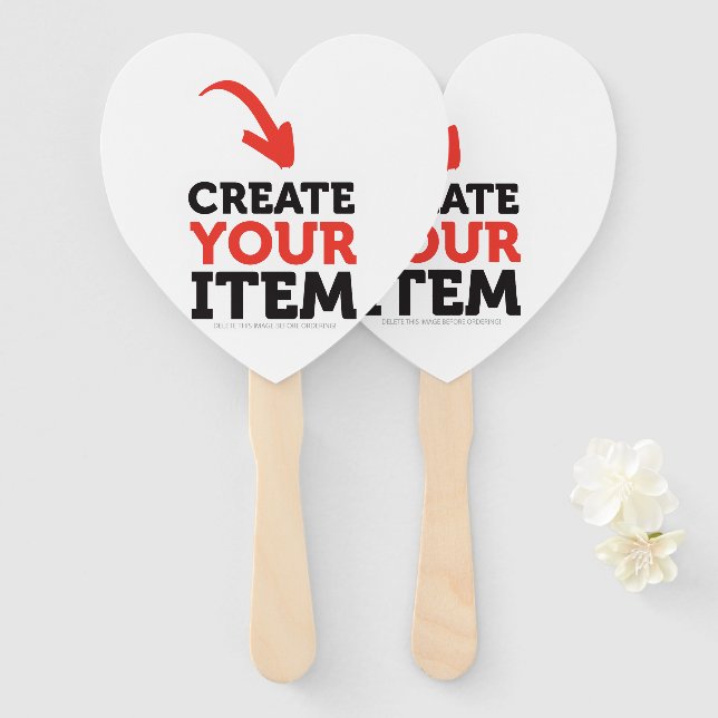 Leque CREATE-YOUR-OWN DIY Custom upload design Heart (Frente e Verso)