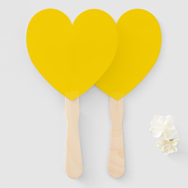 Leque Creative Expression Hot Bold Yellow Heart (Frente e Verso)