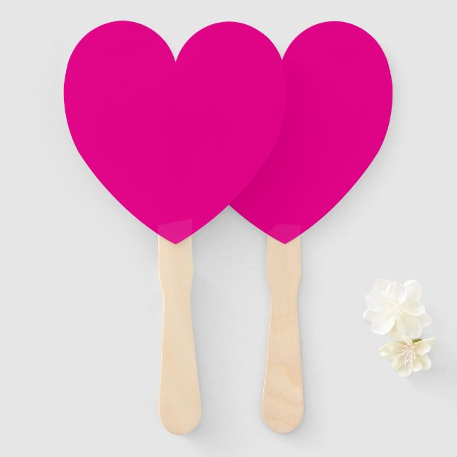 Leque Creative Expression Hot Pink Paddle Heart (Frente e Verso)
