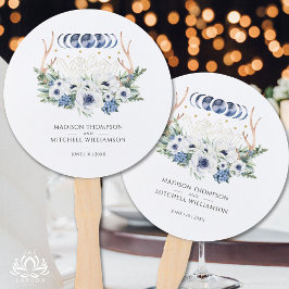 Leque Cristais de Lua Flores Boho Metafísico Casamento