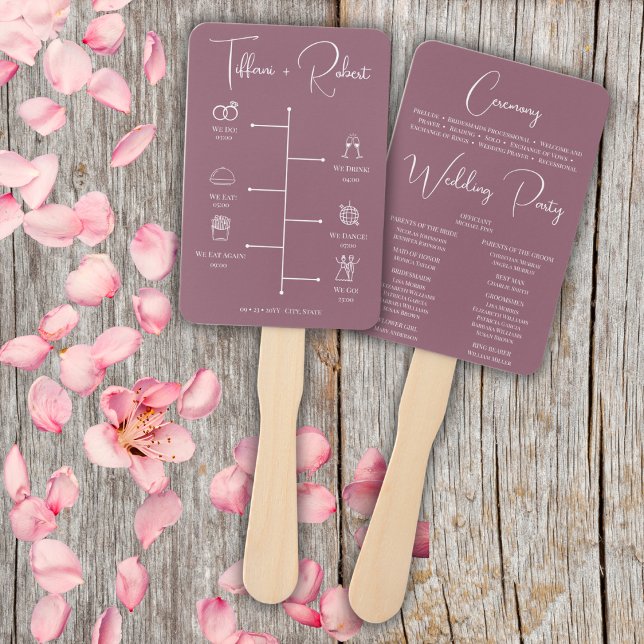 Leque Cronograma de Casamento Rosa Empoeirado Cor Editáv (Criador carregado)
