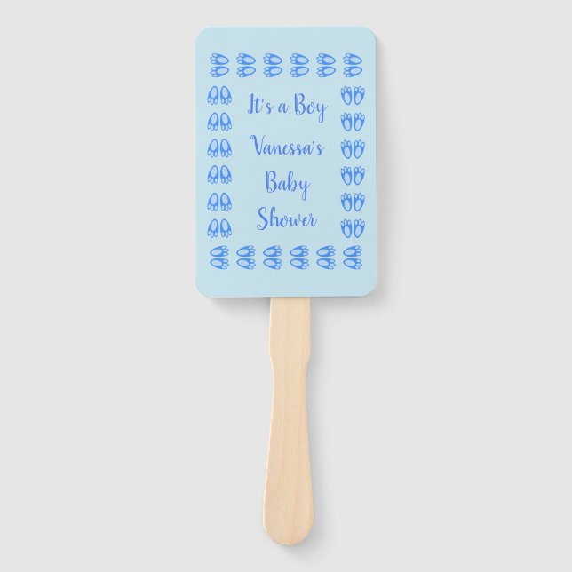 Leque Cute Blue Baby Boy Bunny Feet Easter Baby Shower (Frente)