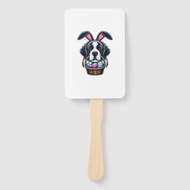 Leque Cute Bunny Ear Saint Bernard Dog Easter Egg Owner  (Frente)