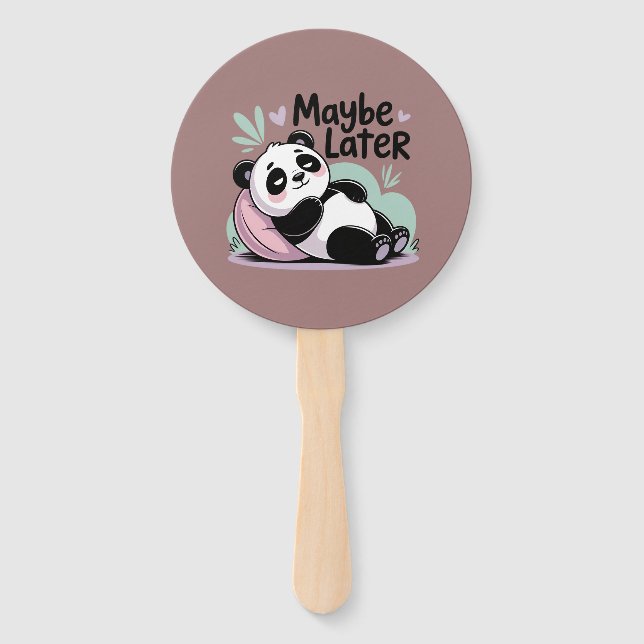 Leque Cute Lazy Panda – “Maybe Later” Relaxing Panda (Frente)