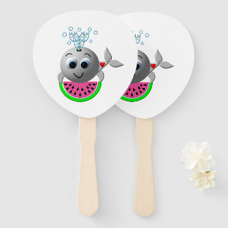 Leque Cute Whale and Watermelon