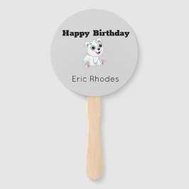 Leque Cute white polar bear on gray birthday