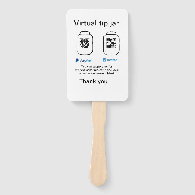 Leque Dádiva virtual jar q r código doação de moeda PayP (Frente)