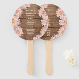 Leque Dahlia Pink Floral Rustic Wood Wedment Program