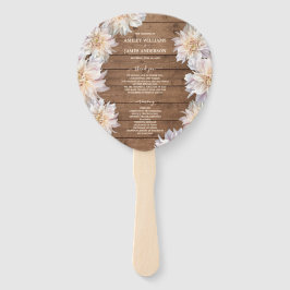 Leque Dahlia Pink Floral Rustic Wood Wedment Program