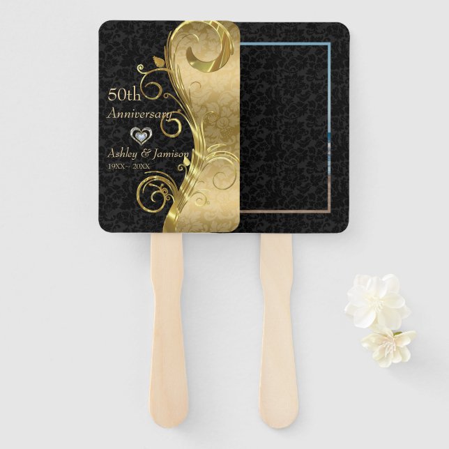 Leque Damasco do Ouro de Fotografias Personalizado (Frente e Verso)