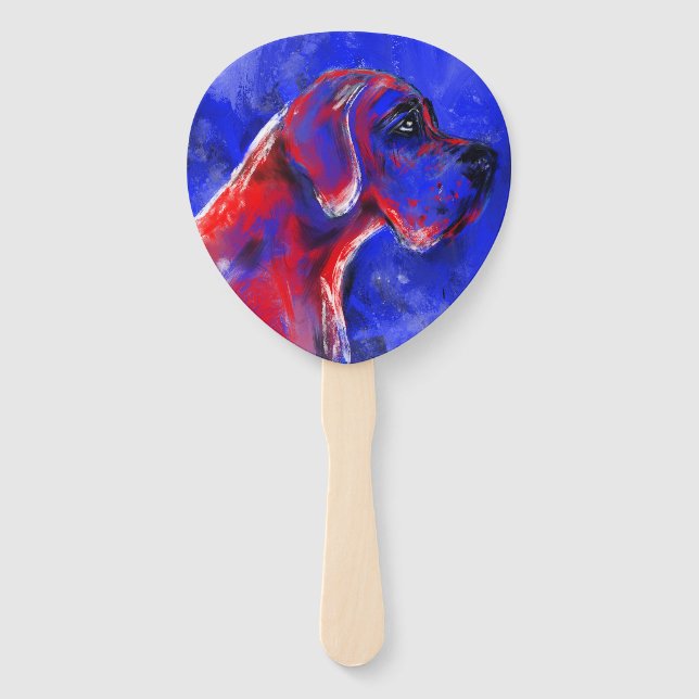 Leque Dane Grande em azul e vermelho (Frente)