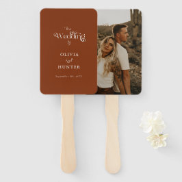 Leque de casamento com foto em terracota minimalis