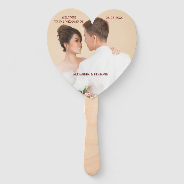 Leque de mão de boas-vindas para casamento com fot (Frente)