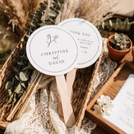 Leque de Mão de Casamento Flor Boho Minimalista Mo