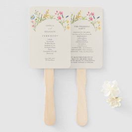Leque de Mão de Programa de Casamento de Flor Silv