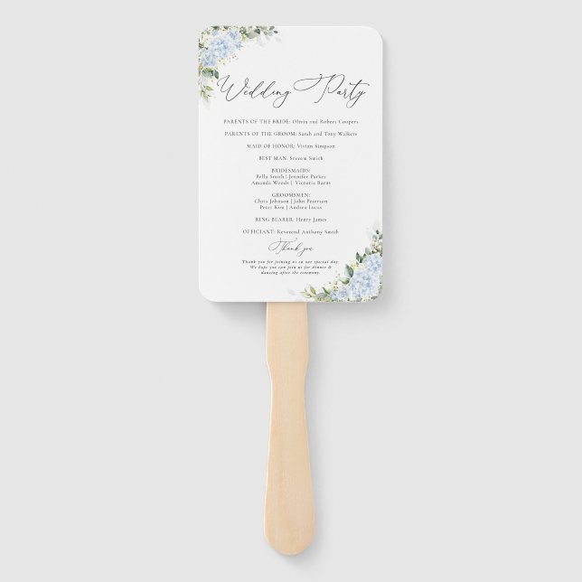 Leque de Mão de Programa de Casamento Floral de Ho (Verso)