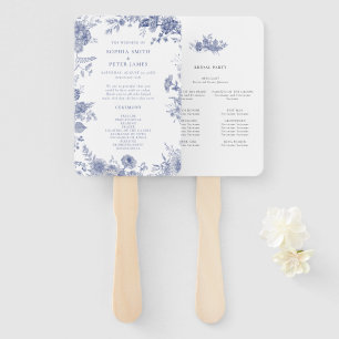 Leque de Mão para Cerimônia Toile Azul Elegante