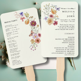 Leque de Mão para Programa de Casamento com Flores