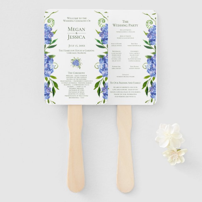 Leque de Mão para Programa de Casamento com Hortên (Frente e Verso)