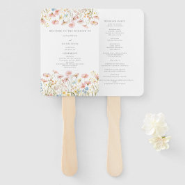 Leque de mão para programa de casamento de flores 