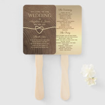 Leque de Mão para Programa de Casamento de Madeira