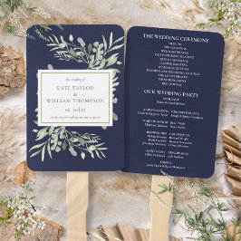 Leque de mão para programa de casamento em azul ma