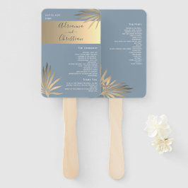 Leque de Mão para Programa de Casamento em Dourado