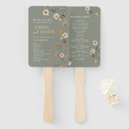 Leque de Mão para Programa de Casamento Floral Boh