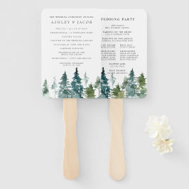 Leque de mão para programa de casamento na florest