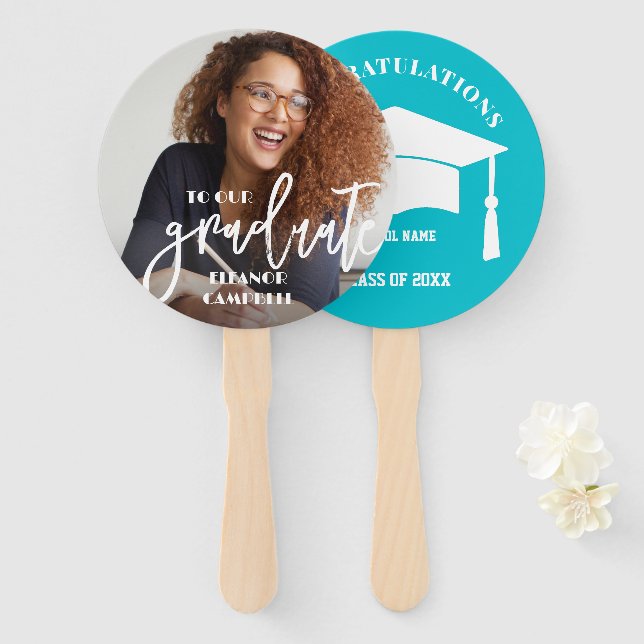 Leque de Mão Personalizado para Graduado (Frente e Verso)