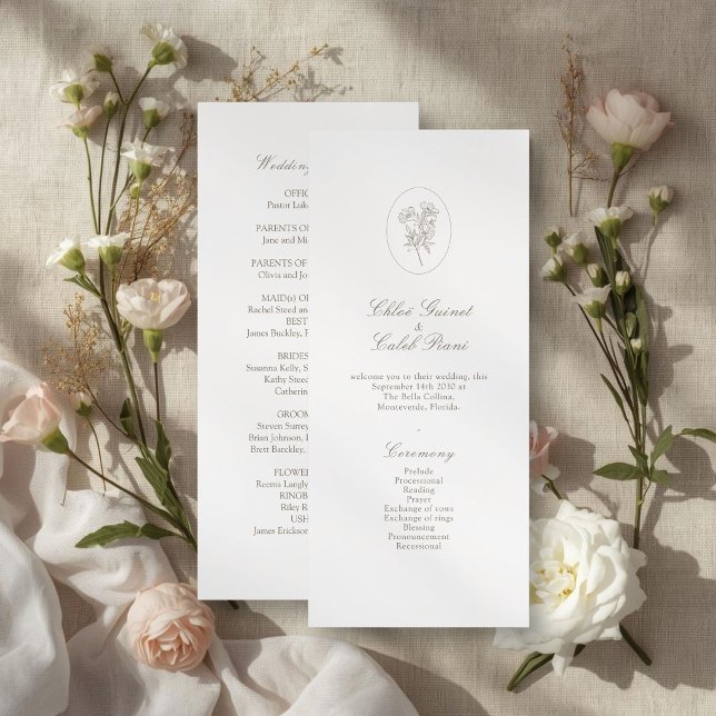 Leque de Noiva Ivory | Chic Botanical Script (Criador carregado)