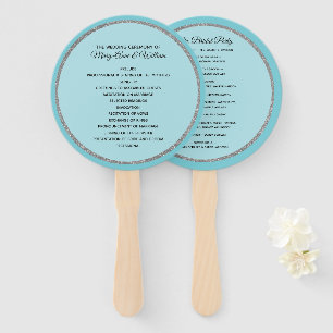 Leque de Programa de Casamento Azul e Prata Ovo de