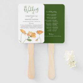 Leque de Programa de Casamento com Aquarela Floral