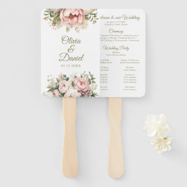 Leque de Programa de Casamento Floral | Peônia Ros