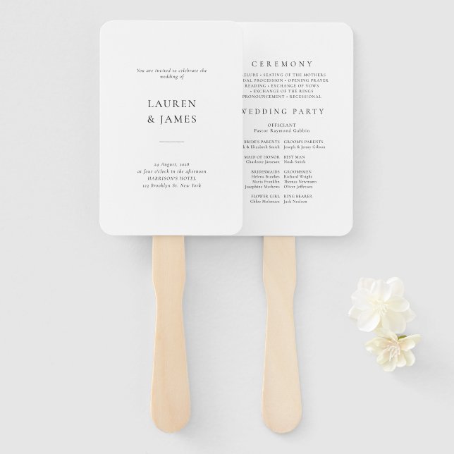 Leque de Programa de Casamento Formal Moderno Clás (Frente e Verso)