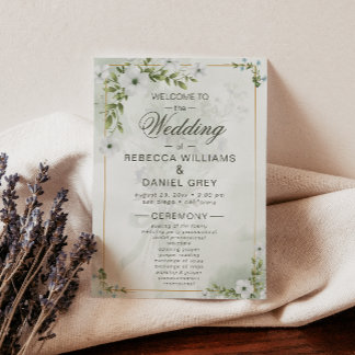 Leque de Programa de Cerimônia de Casamento Floral