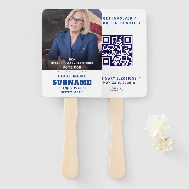 Leque Democratic Party Campaign Personalized QR & Photo (Frente e Verso)