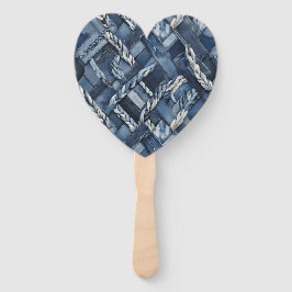 Leque Denim Distressido Escuro com Remendo e Tranças