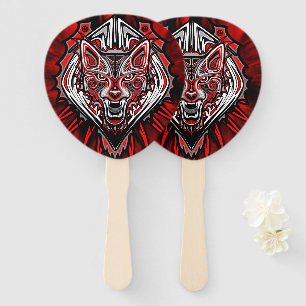 Leque Desenho de Totem Tribal Haida de Lobo