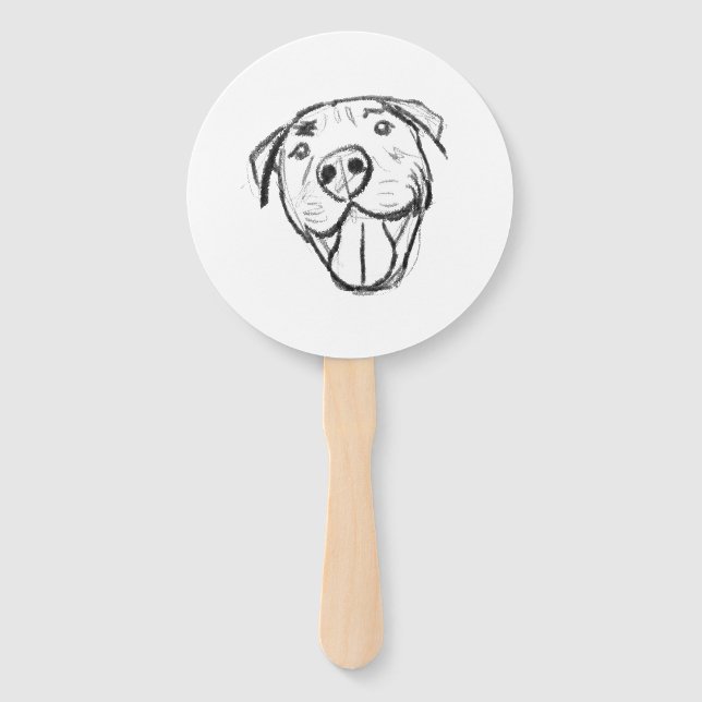Leque desenho pitbull simples amantes de cães preto bran (Frente)