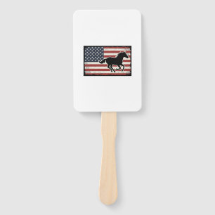 Leque Desenho Vetorial de Cavalo com Bandeira Americana