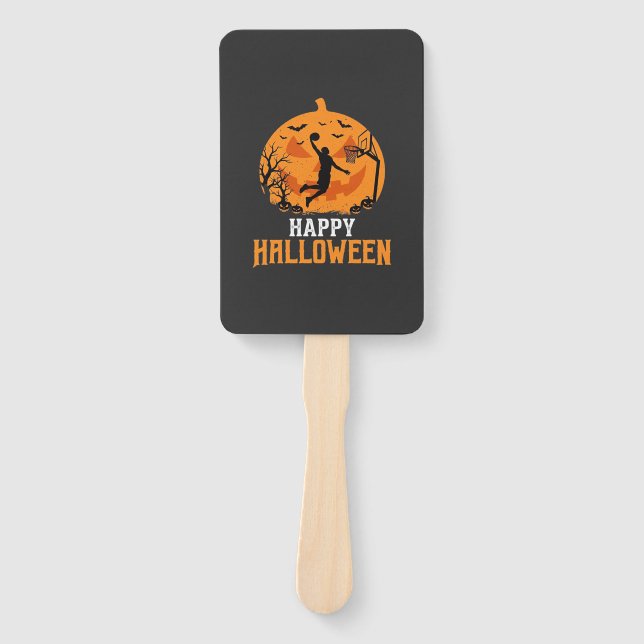 Leque Design de Abóbora de Basquete no Halloween_1 (Frente)