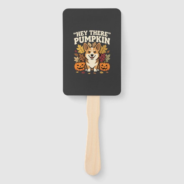Leque Design de Abóbora Olá da Corgi no Halloween (Frente)