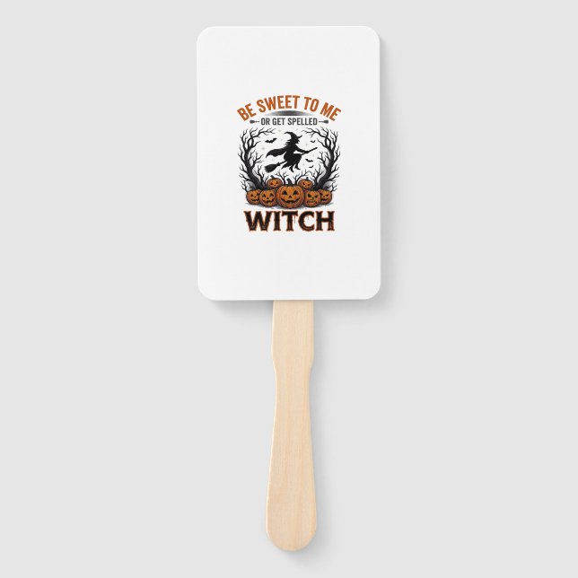 Leque Design de Bruxa de Halloween Seja Doce ou Seja Enf (Frente)