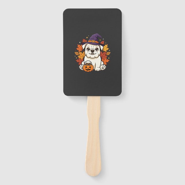 Leque Design de cachorro de abóbora de Halloween de Bull (Frente)