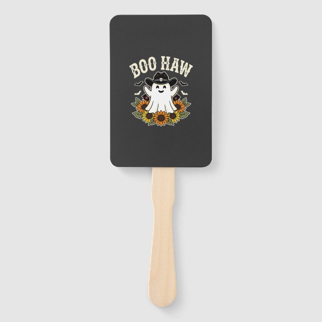 Leque Design de Fantasma de Halloween Ocidental Boo Haw (Frente)