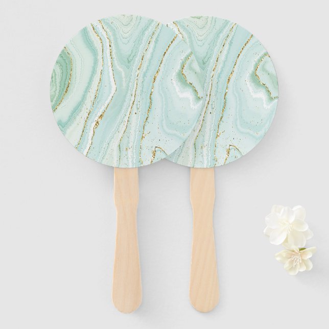 Leque design de mármore líquido pintado com mão elegante (Frente e Verso)