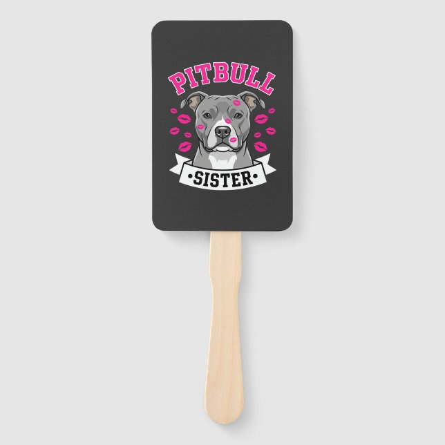 Leque Design de Vetor de Amante de Cachorro Irmã Pitbull (Frente)