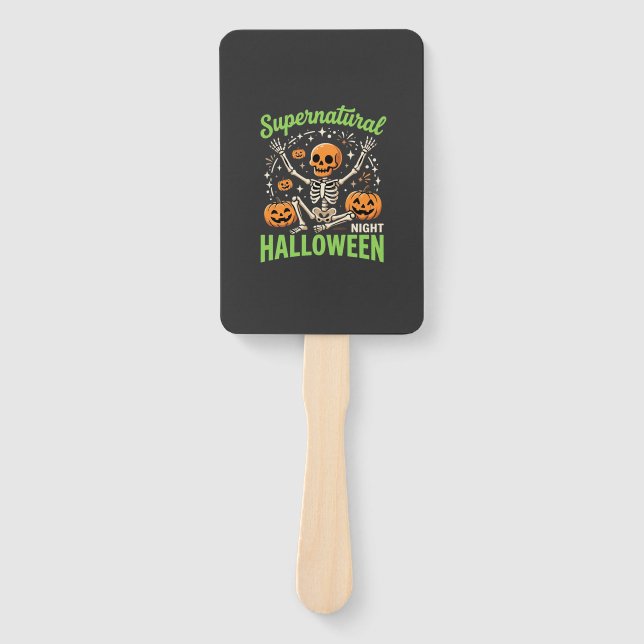 Leque Design de Vetor de Halloween de Esqueleto Sobrenat (Frente)